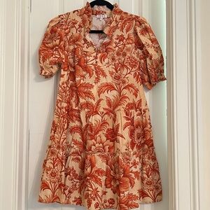 Floral Tiered Mini Dress in Rust on Cream